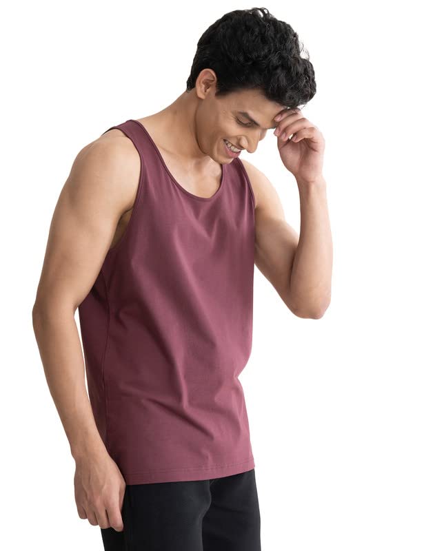 DAMENSCH Breeeze Tank Top, Ultra-Lightweight Gym Vests for Men Workout, Anti-Fade Cotton Blend Sando for Man, Relaxed Fit and Airy Sleeveless T Shirts-Sunset Maroon-L - Image 4