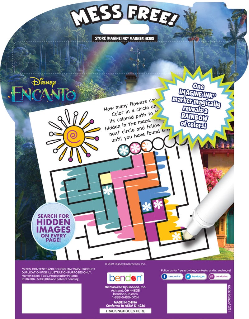 Disney Disney Encanto 20 Page Imagine Ink Mess Free Coloring and Activity Book with 1 Marker Paperback 51720 Bendon  - Image 2