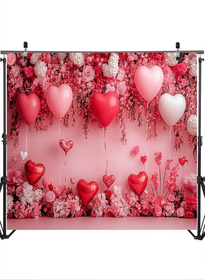 Mocsicka Valentines Day Backdrop Pink Heart Balloon Sweet Valentines Day Party Photography Background Romantic Love Wedding Anniversary Photo Background Decorations (7x5ft) - Image 5