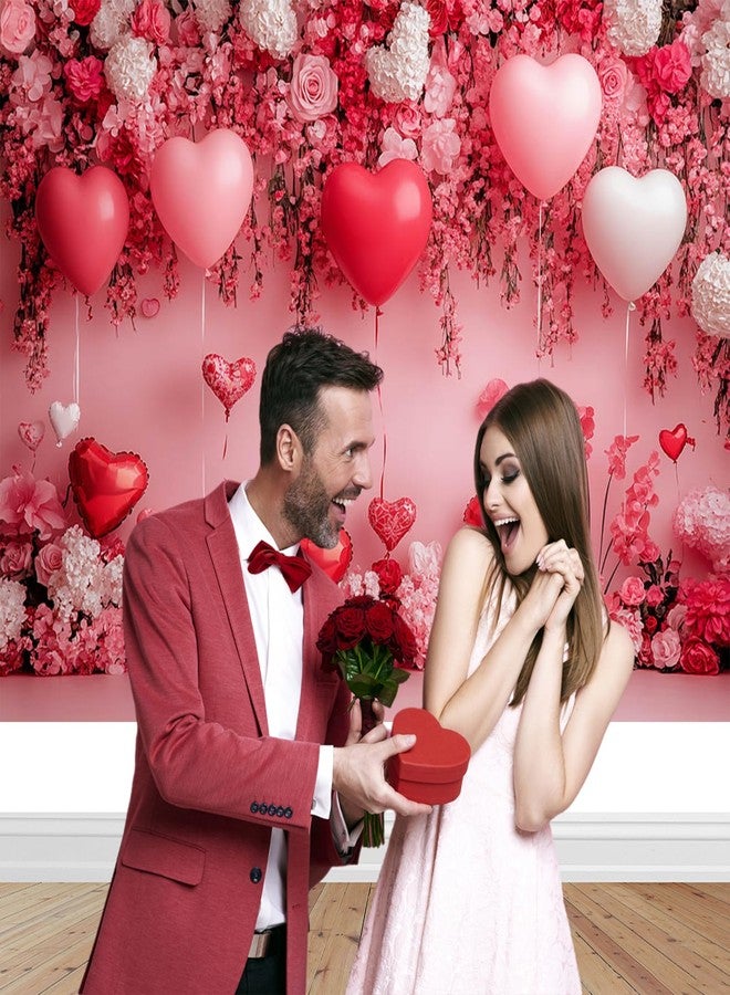 Mocsicka Valentines Day Backdrop Pink Heart Balloon Sweet Valentines Day Party Photography Background Romantic Love Wedding Anniversary Photo Background Decorations (7x5ft) - Image 4