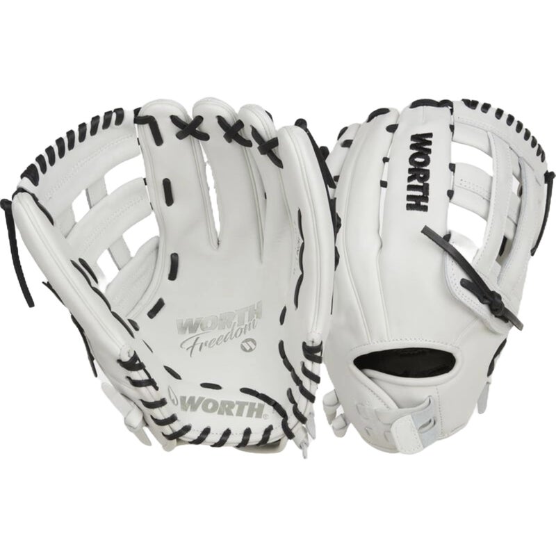 Worth | FREEDOM SERIES Slowpitch Softball Glove | 13 Inch | White/Black | Left Hand Throw - Image 1