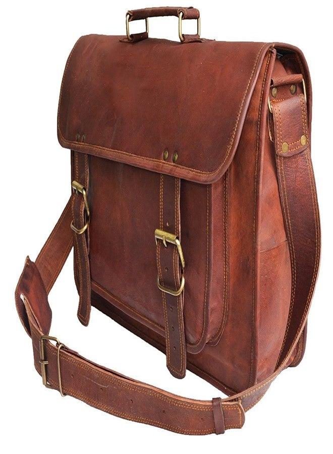 pranjals house 15.6 inch Leather Laptop Official Messenger Bag (Coffee Brown) - Image 1