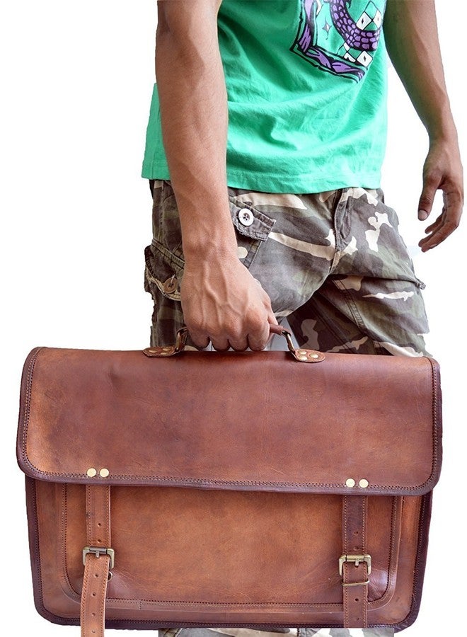 pranjals house 15.6 inch Leather Laptop Official Messenger Bag (Coffee Brown) - Image 2