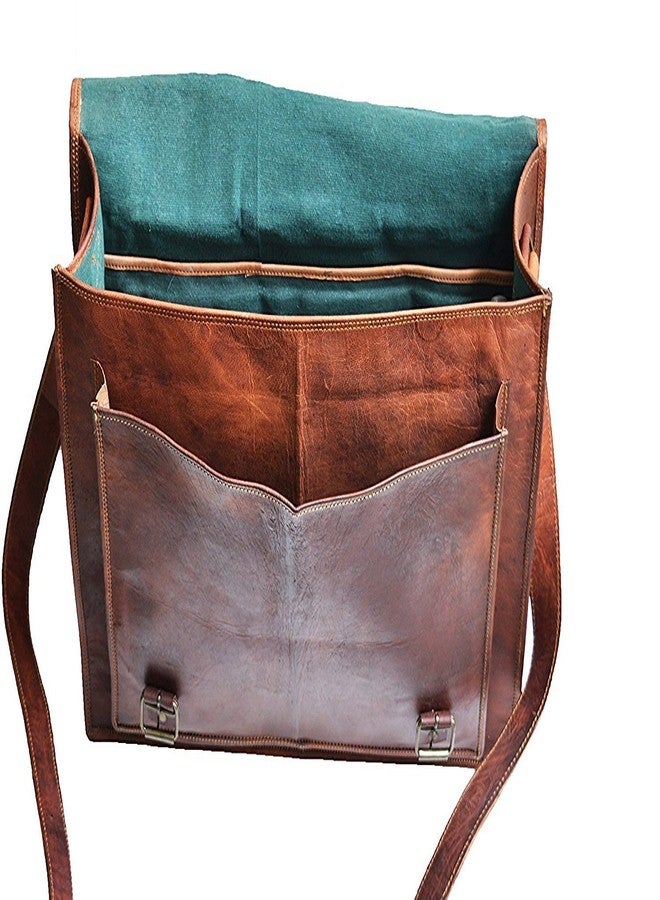 pranjals house 15.6 inch Leather Laptop Official Messenger Bag (Coffee Brown) - Image 3