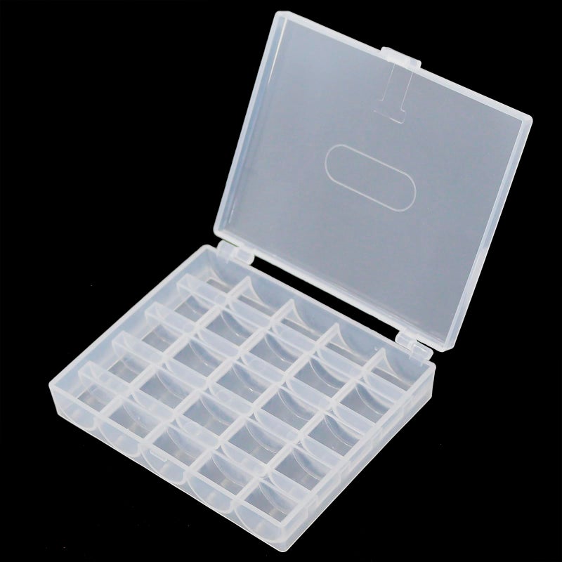 YEQIN Bobbin Box, Bobbin Organizer Plastic Case, Transparent 25 Slots Empty Bobbins Spools Box, Sewing Craft Plastic Case Storage Box for Sewing Machine (1Pcs Box) - Image 5