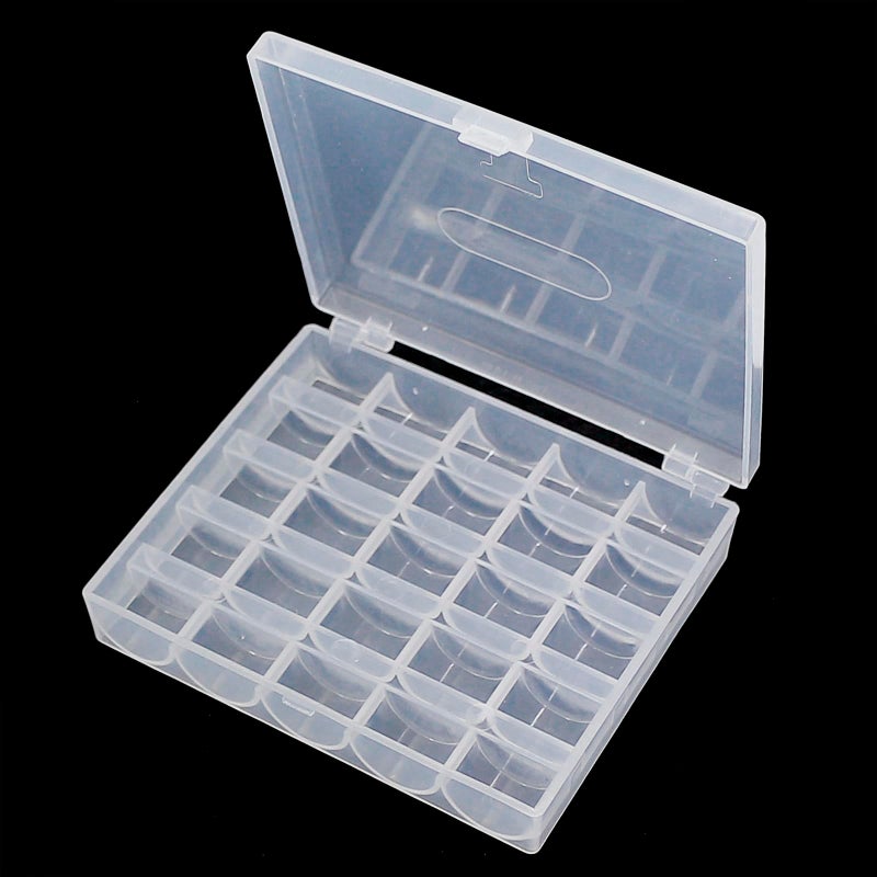 YEQIN Bobbin Box, Bobbin Organizer Plastic Case, Transparent 25 Slots Empty Bobbins Spools Box, Sewing Craft Plastic Case Storage Box for Sewing Machine (1Pcs Box) - Image 2