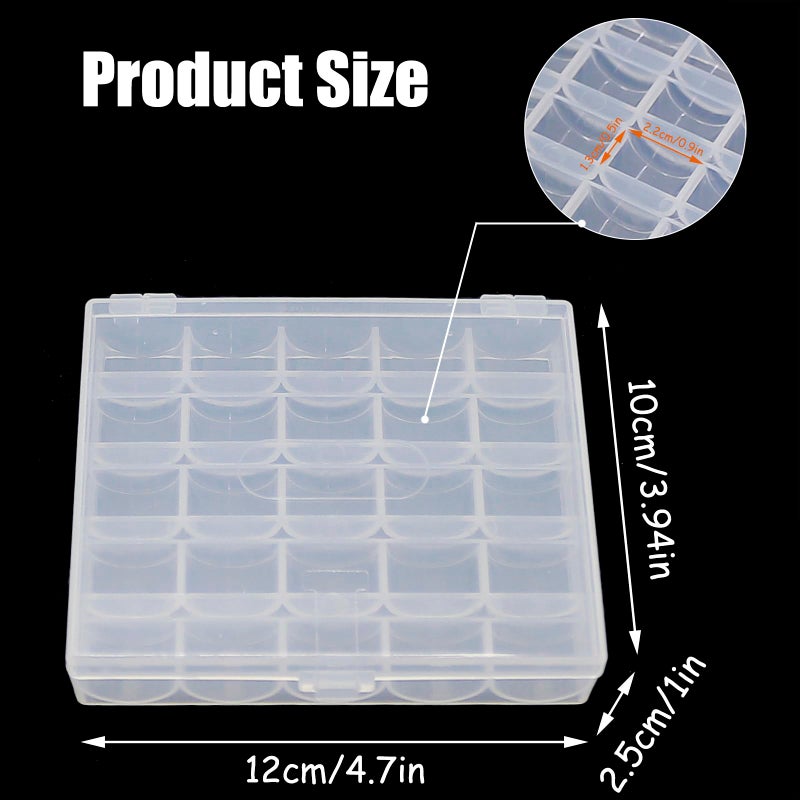 YEQIN Bobbin Box, Bobbin Organizer Plastic Case, Transparent 25 Slots Empty Bobbins Spools Box, Sewing Craft Plastic Case Storage Box for Sewing Machine (1Pcs Box) - Image 3