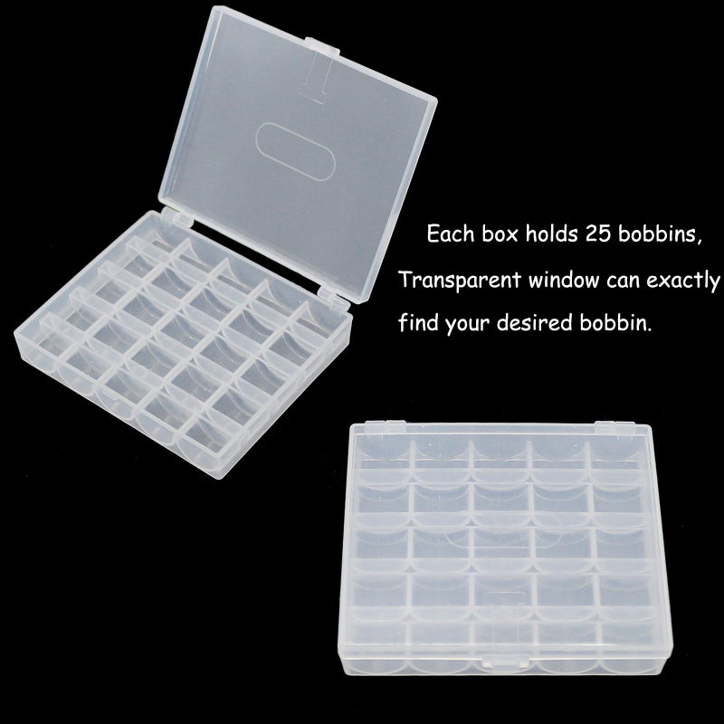 YEQIN Bobbin Box, Bobbin Organizer Plastic Case, Transparent 25 Slots Empty Bobbins Spools Box, Sewing Craft Plastic Case Storage Box for Sewing Machine (1Pcs Box) - Image 4