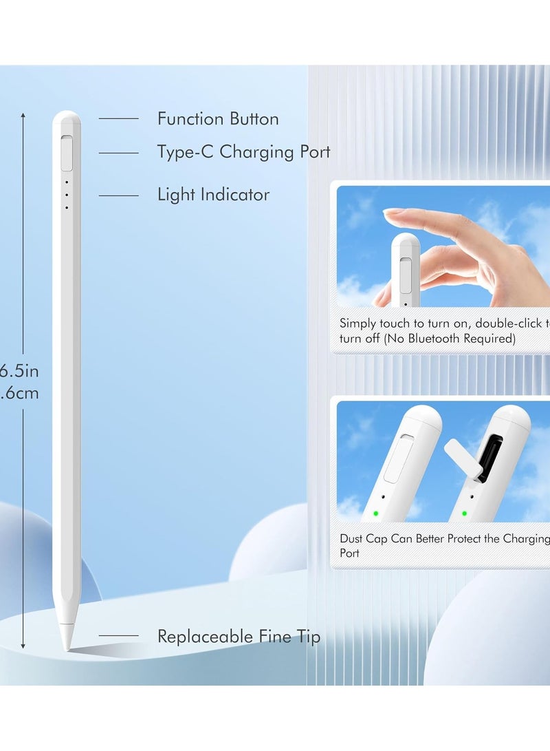 Stylus Pen for iPad, iPad Pencil iPad Pen 9th Generation Fast Charging Palm Rejection Tablet Pen Magnetic iPad Stylus Pencil Compatible with Apple Pen iPad 10/9/8/7/6 iPad Pro iPad Air iPad Mini  - Image 2