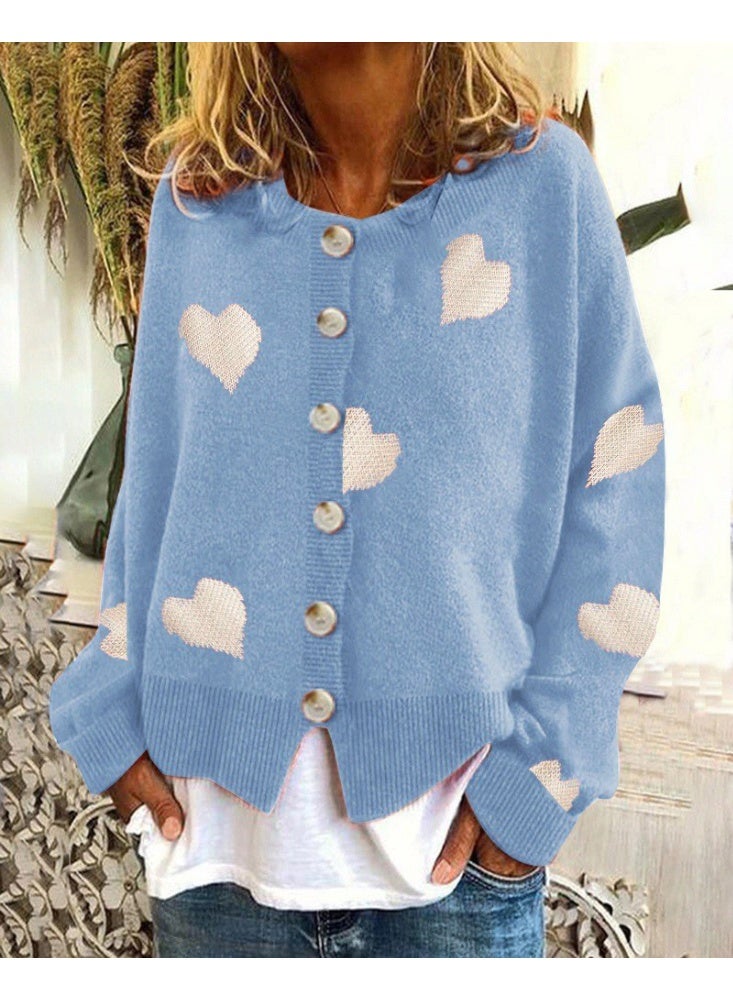 NIBEMINENT Autumn Winter Fashion Women's Sweater Knitted Cardigan Single-Breasted Heart Women's Cardigan - Image 1
