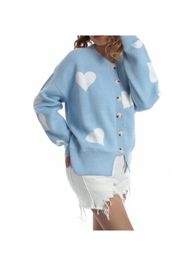 NIBEMINENT Autumn Winter Fashion Women's Sweater Knitted Cardigan Single-Breasted Heart Women's Cardigan - Image 4