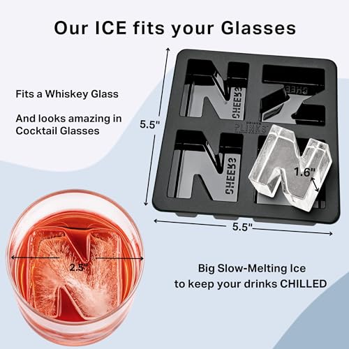 DrinksPlinks Letter N Ice Cube Mold - Custom Silicone Whiskey Ice Cubes Mold – Personalized Monogram N Large Tray for Cocktails & Initials Drinks - Big Bourbon Ice Cube Molds - Fun Customized Gifts - Image 4