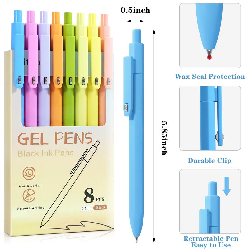 Vitoler Pens,8 pcs Fine Point Gel Pens,0.5mm Quick Dry Black Ink Gel Pen, Smooth Writing Pen for Office Desk Accessories,Office School Supplies - Image 2
