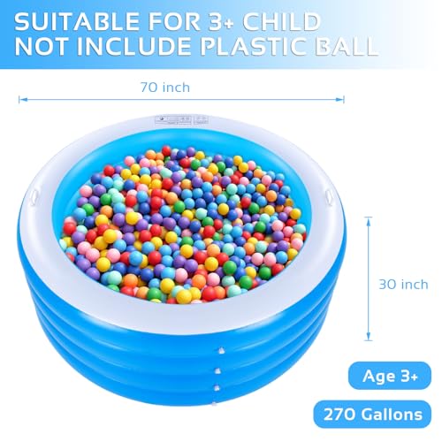 YOUMI Inflatable Swimming Pool, 70"x30" Large Deep Round Inflatable Pool with Handles Family Pool, Summer Water Party, Kids, Outdoor, Garden Backyard, Suitable for Adults & 3+ Year Olds (Blue) - Image 2