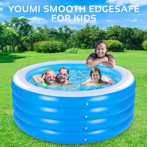 YOUMI Inflatable Swimming Pool, 70"x30" Large Deep Round Inflatable Pool with Handles Family Pool, Summer Water Party, Kids, Outdoor, Garden Backyard, Suitable for Adults & 3+ Year Olds (Blue) - Image 5