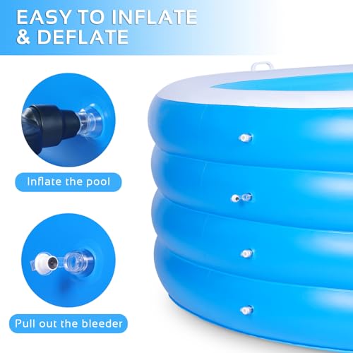 YOUMI Inflatable Swimming Pool, 70"x30" Large Deep Round Inflatable Pool with Handles Family Pool, Summer Water Party, Kids, Outdoor, Garden Backyard, Suitable for Adults & 3+ Year Olds (Blue) - Image 3