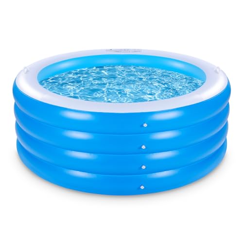 YOUMI Inflatable Swimming Pool, 70"x30" Large Deep Round Inflatable Pool with Handles Family Pool, Summer Water Party, Kids, Outdoor, Garden Backyard, Suitable for Adults & 3+ Year Olds (Blue) - Image 1