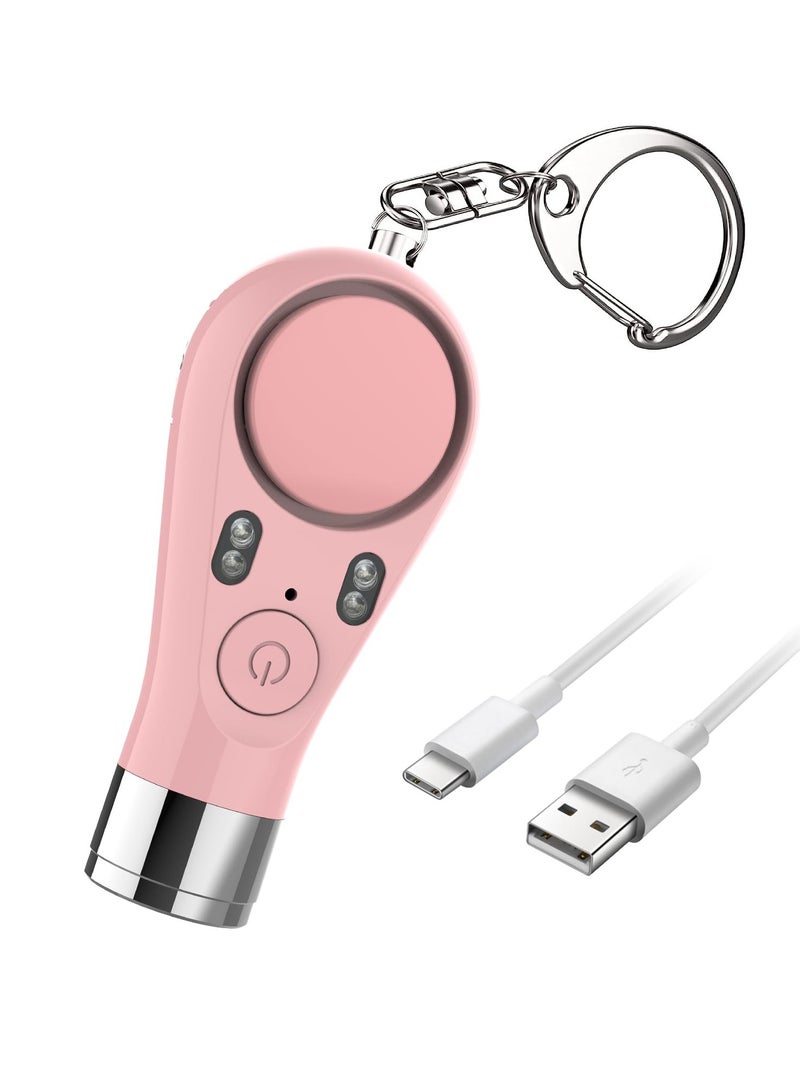 Personal Keychain Alarm for Women,Safety Alarm for Kids, Adults,Seniors,135DB Siren Alarm Self-Defense with Red and Blue Warming Lights,SOS Emergency Button and Strobe LED Flashlight, Pink - Image 1