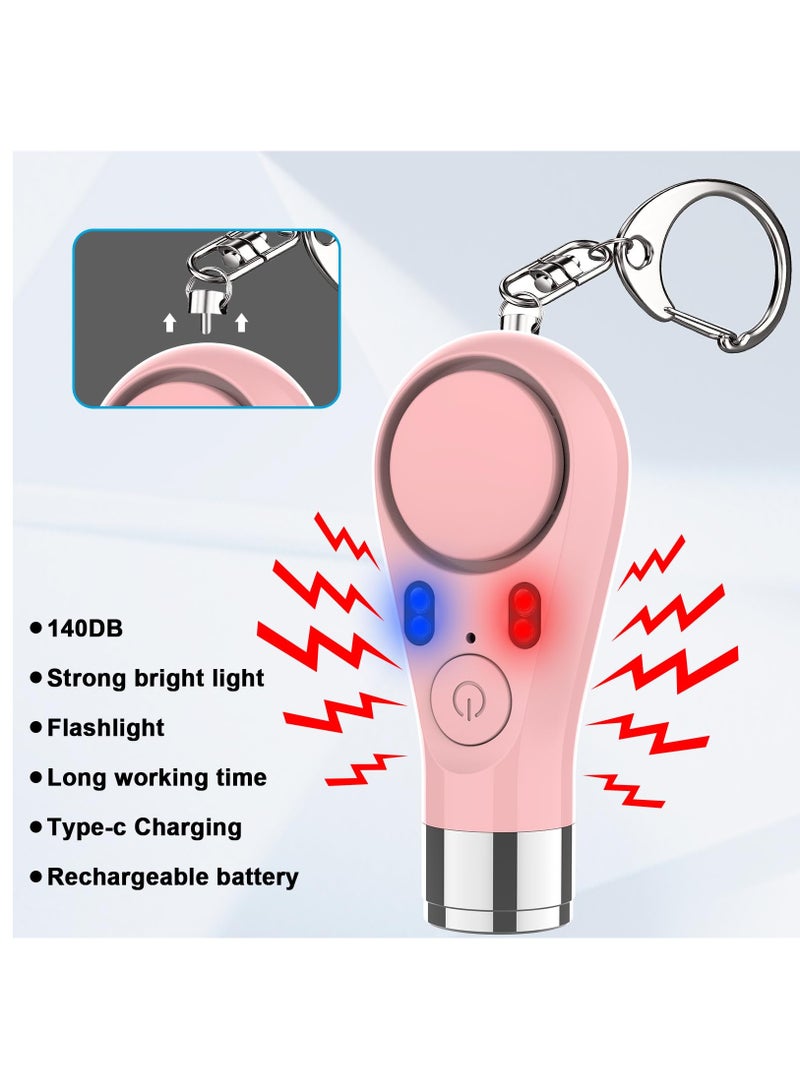 Personal Keychain Alarm for Women,Safety Alarm for Kids, Adults,Seniors,135DB Siren Alarm Self-Defense with Red and Blue Warming Lights,SOS Emergency Button and Strobe LED Flashlight, Pink - Image 4