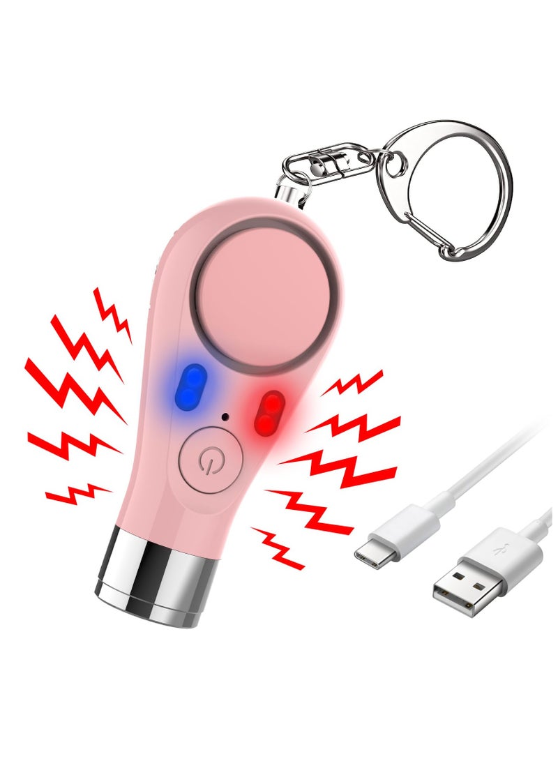 Personal Keychain Alarm for Women,Safety Alarm for Kids, Adults,Seniors,135DB Siren Alarm Self-Defense with Red and Blue Warming Lights,SOS Emergency Button and Strobe LED Flashlight, Pink - Image 3