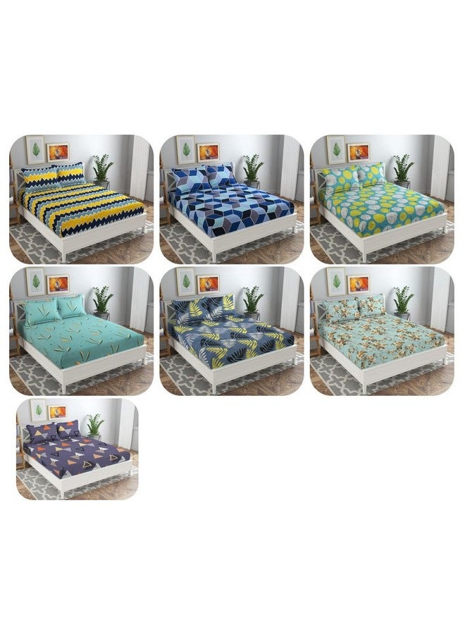 BSB HOME ® Premium Printed Microfiber 7 Double Bedsheets Combo with 14 Pillow Covers-120 TC Breathable & Wrinkle Free -228 CM x 228 CM (Combo, Multicolour) -Pack of 7 - Image 1