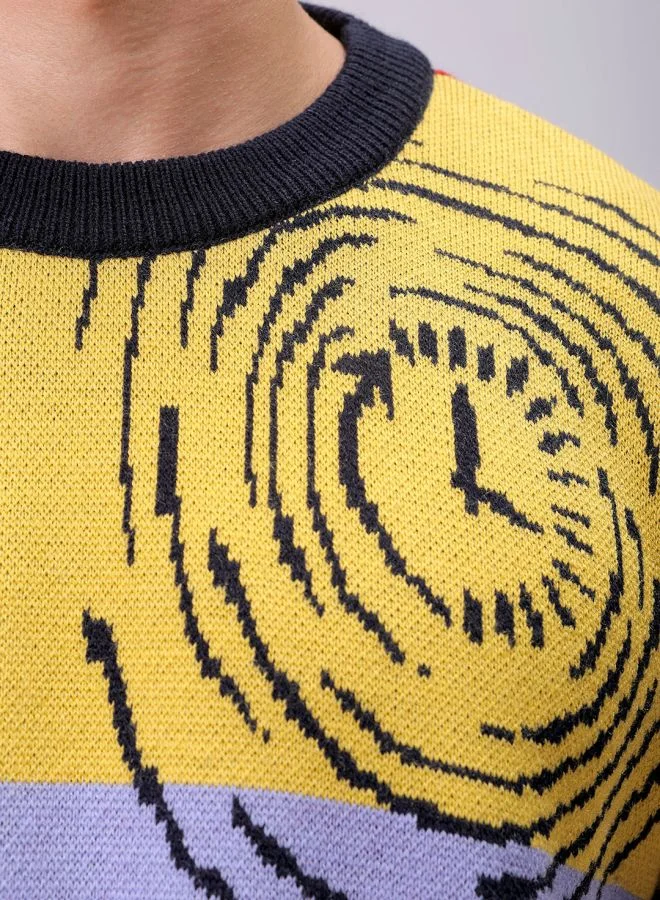 The Indian Garage Co Men Oversized Graphic Crew Neck Sweater