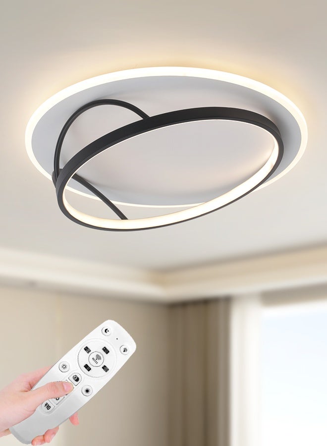 YATAI LIGHTING YATAI Round LED Flush Mount Ceiling Light, 30–50W Dimmable Modern Fixture with Remote, 3000K–6000K Adjustable Color, Black & White Design for Bedroom, Living Room, Study,50cm - Image 1