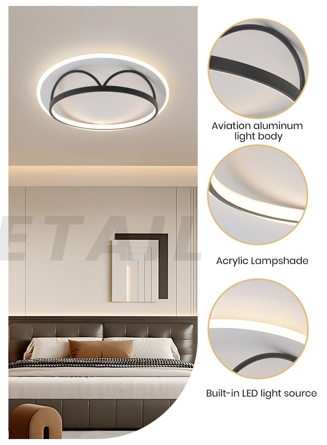 YATAI LIGHTING YATAI Round LED Flush Mount Ceiling Light, 30–50W Dimmable Modern Fixture with Remote, 3000K–6000K Adjustable Color, Black & White Design for Bedroom, Living Room, Study,50cm - Image 4