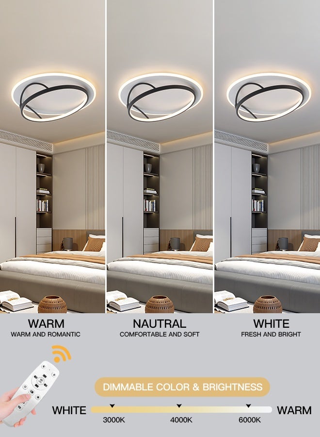 YATAI LIGHTING YATAI Round LED Flush Mount Ceiling Light, 30–50W Dimmable Modern Fixture with Remote, 3000K–6000K Adjustable Color, Black & White Design for Bedroom, Living Room, Study,50cm - Image 2