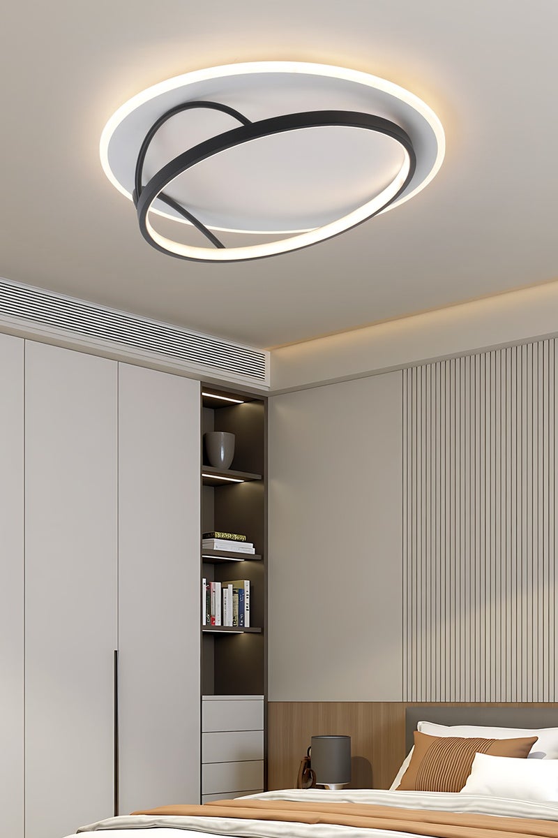YATAI LIGHTING YATAI Round LED Flush Mount Ceiling Light, 30–50W Dimmable Modern Fixture with Remote, 3000K–6000K Adjustable Color, Black & White Design for Bedroom, Living Room, Study,50cm - Image 5