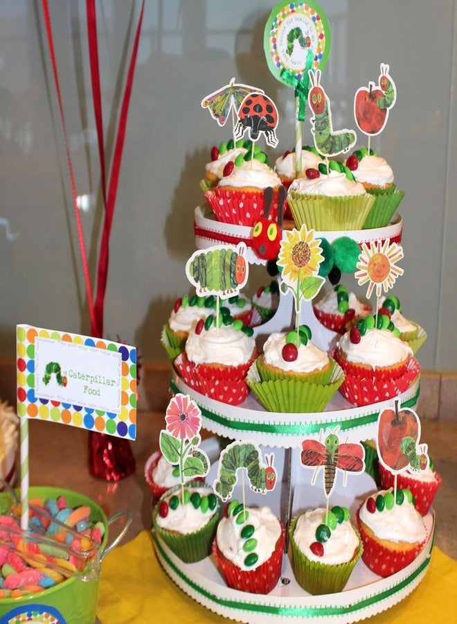 HIKLO Hungry Caterpillar Cupcake Topper - Caterpillar Birthday Party Decorations, Fruit Theme Baby Shower Party Supplies, Butterfly Cake Decorations, Spring Flower Cake Smash Photo Props - Image 4
