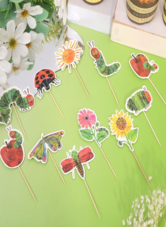 HIKLO Hungry Caterpillar Cupcake Topper - Caterpillar Birthday Party Decorations, Fruit Theme Baby Shower Party Supplies, Butterfly Cake Decorations, Spring Flower Cake Smash Photo Props - Image 5