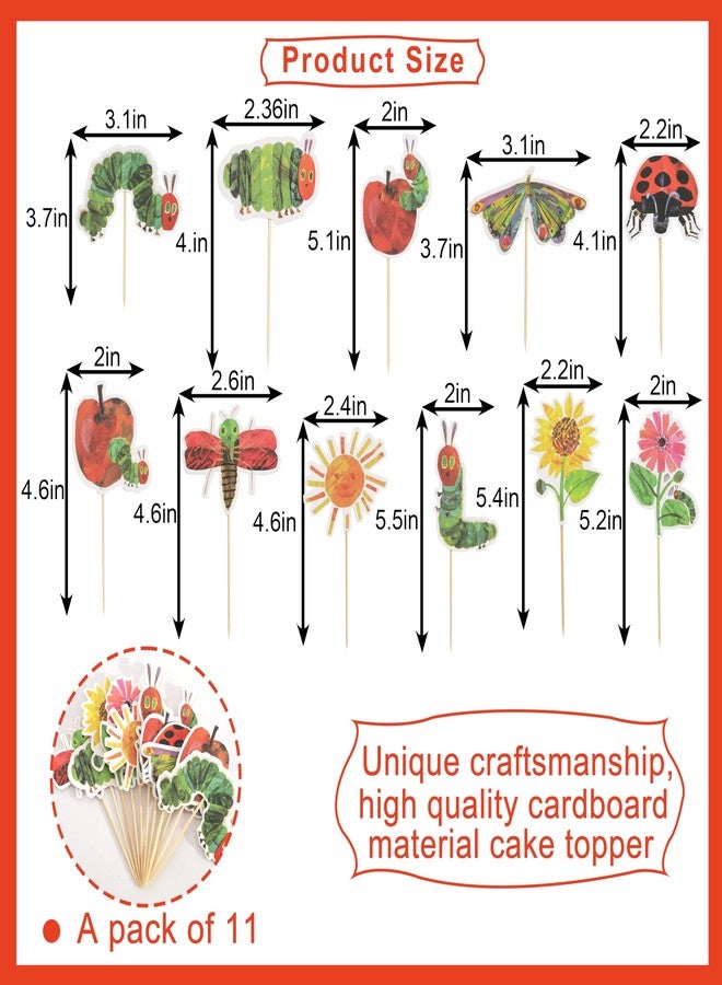 HIKLO Hungry Caterpillar Cupcake Topper - Caterpillar Birthday Party Decorations, Fruit Theme Baby Shower Party Supplies, Butterfly Cake Decorations, Spring Flower Cake Smash Photo Props - Image 2