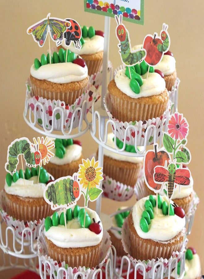 HIKLO Hungry Caterpillar Cupcake Topper - Caterpillar Birthday Party Decorations, Fruit Theme Baby Shower Party Supplies, Butterfly Cake Decorations, Spring Flower Cake Smash Photo Props - Image 3