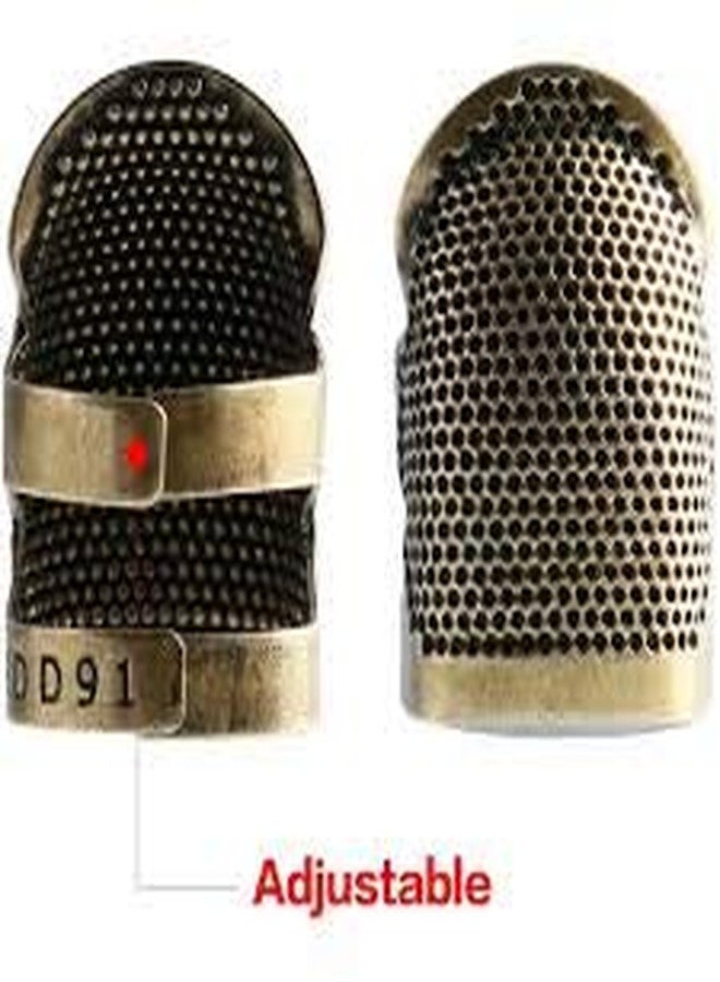 Moira Pack of 2 Adjustable Brass Finger Protector Thimble for Sewing Embroidery Needlework (Medium) - Image 4