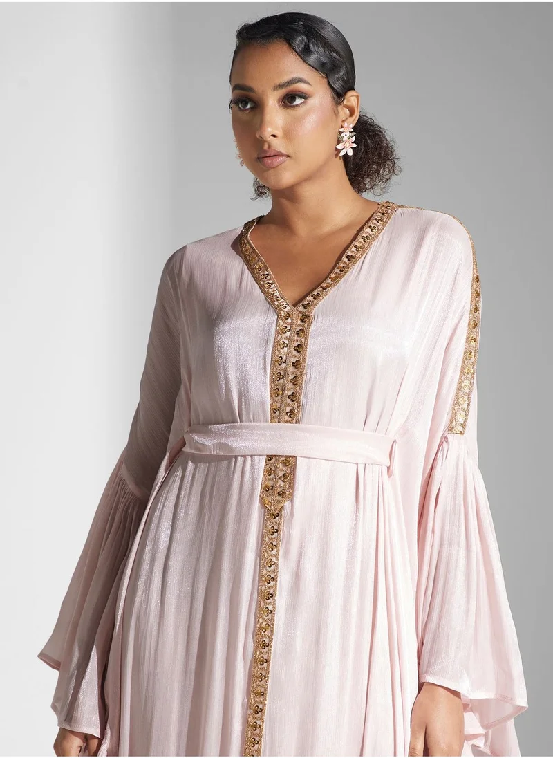 Yaser albik Ruffled Sleeve Maxi Dress