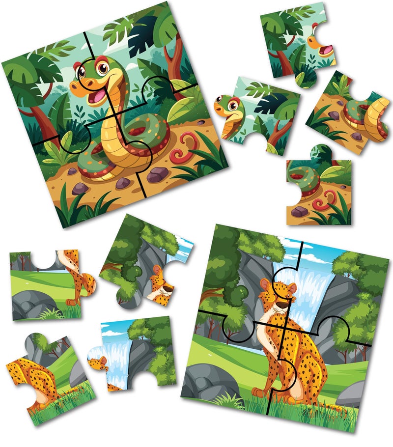 Homecute Wooden Jigsaw Puzzle Game for Children & Kids, Wooden Puzzle for Kid's, Birthday Return Gifts for Kids, Learning & Education Toy 3-4 Years Kid’s- 4 Pieces Pack of 6 (Animals) - Image 2