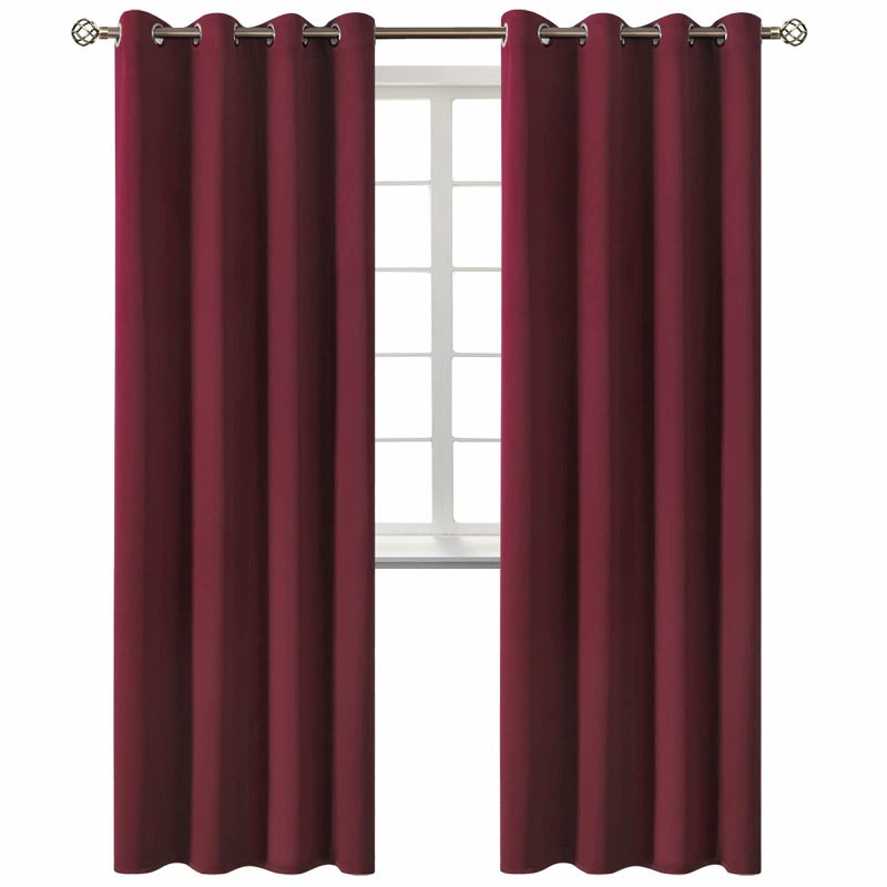 BGment Christmas Blackout Curtains - Grommet Thermal Insulated Room Darkening Bedroom and Living Room Curtains, Set of 2 Curtain Panels (52 x 84 Inch, Burgundy) - Image 1