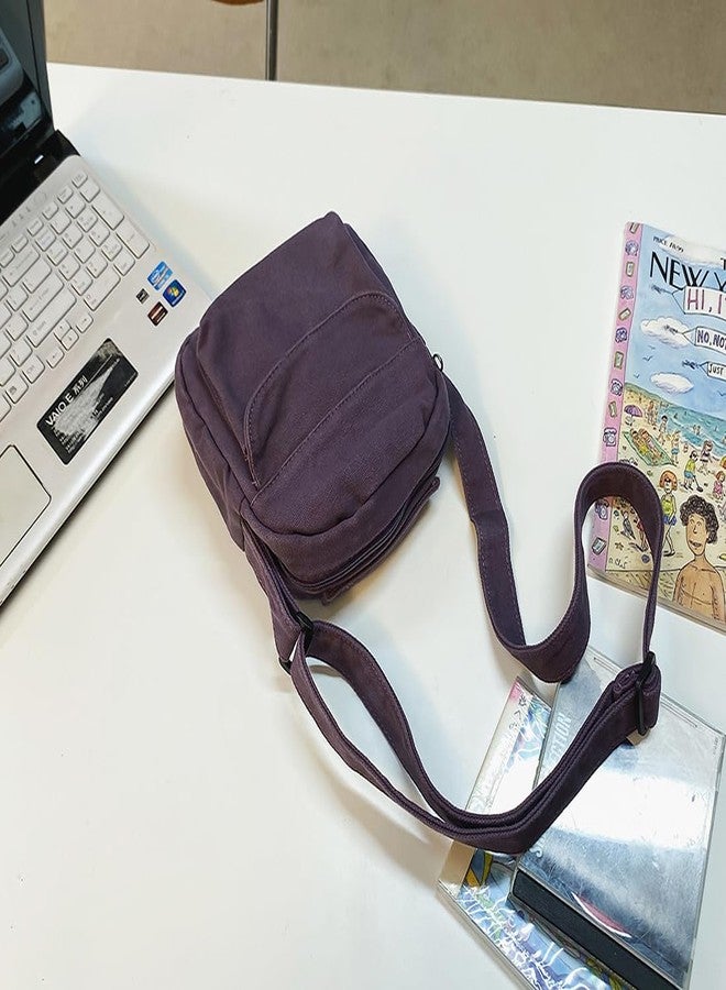 Collsants Small Crossbody Bag Cute Purse Mini Canvas Crossbody Purse Phone bag, Purple2, Small - Image 3