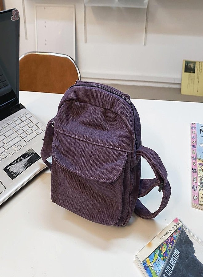 Collsants Small Crossbody Bag Cute Purse Mini Canvas Crossbody Purse Phone bag, Purple2, Small - Image 2