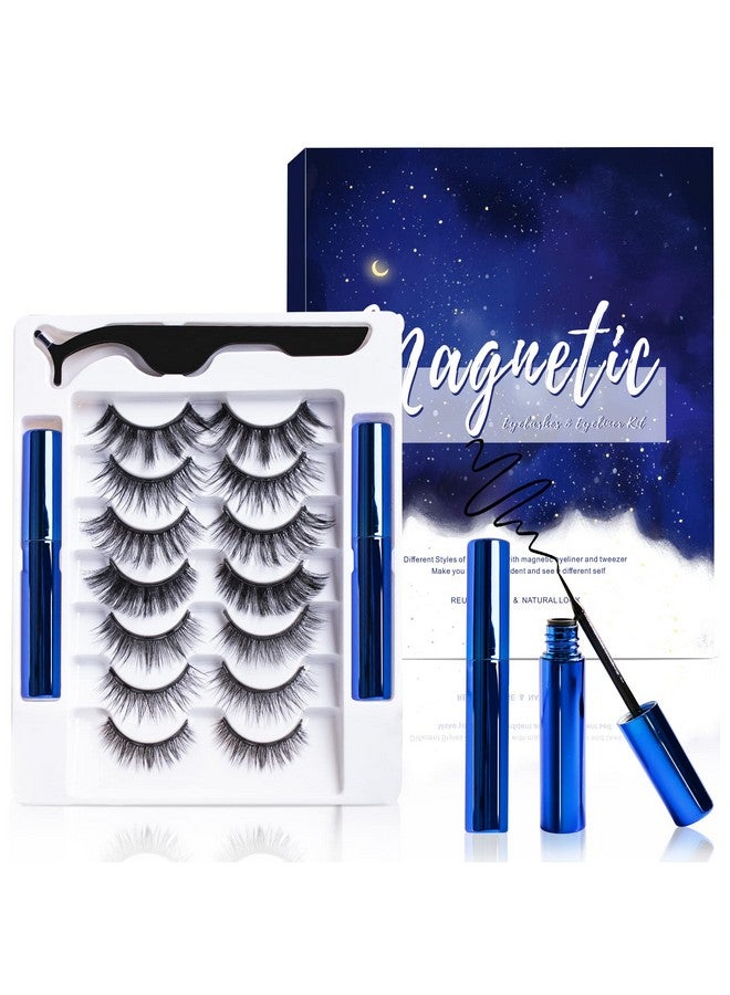 KATGE Magnetic Eyelashes And Eyeliner Kit Premium Magnetic Lashes 3D Natural Look With Eyeliner And Tweezers Lightweight & Sweatproof False Eyelashes No Glue Needed Easy To Wear And Reusable (7 Pair) - Image 1