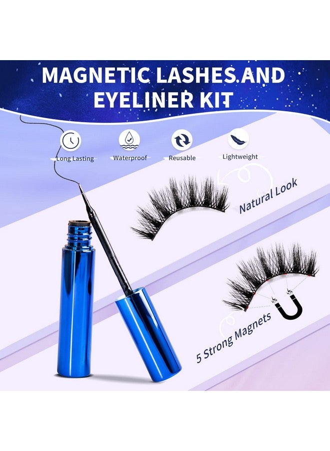 KATGE Magnetic Eyelashes And Eyeliner Kit Premium Magnetic Lashes 3D Natural Look With Eyeliner And Tweezers Lightweight & Sweatproof False Eyelashes No Glue Needed Easy To Wear And Reusable (7 Pair) - Image 4