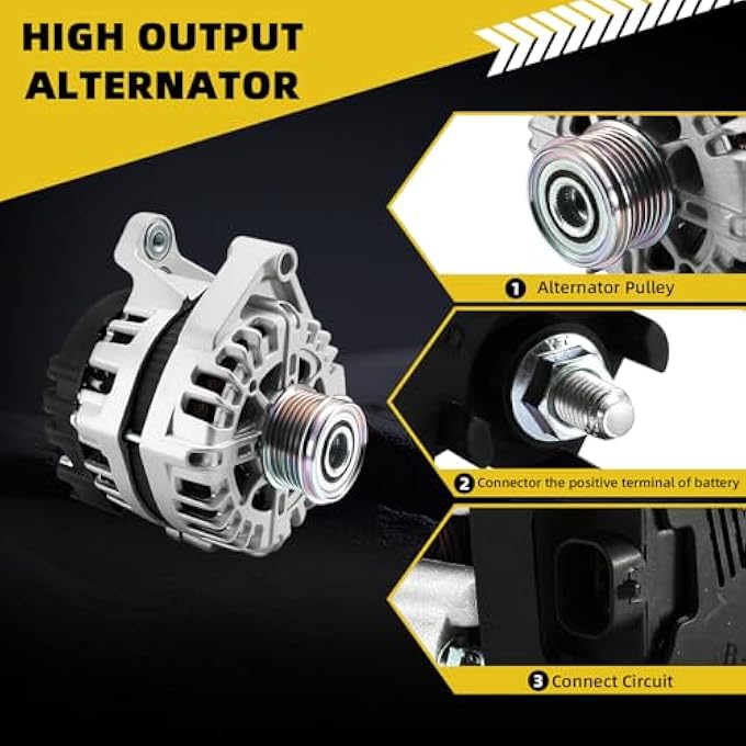 HXYBBGS 440637 FG12S031 Alternator Compatible with Chevrolet Cruze 2011 Trax 2015-2021 Buick Encore 2013-2021 1.4L 12V 130A/120A 6-Groove Clutch Pulley - Image 4