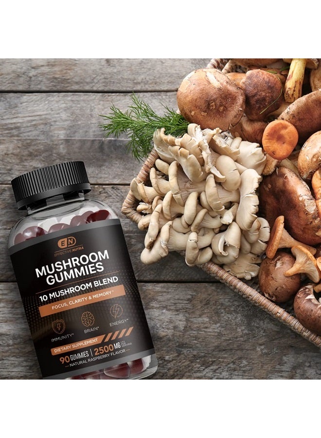 Effective Nutra Mushroom Gummies 10 Blend - Mushroom Complex 2500mg - Brain Booster, Immune Support, Energy - Mushroom Supplement for Men & Women (90ct) - Image 5