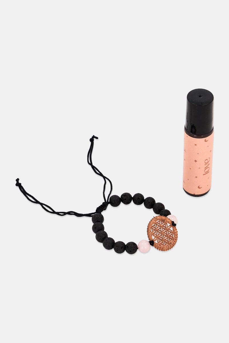 Muy Mucho Love Rose Quartz Gemstone Scented Bracelet And Fragrance Roll On - Image 1