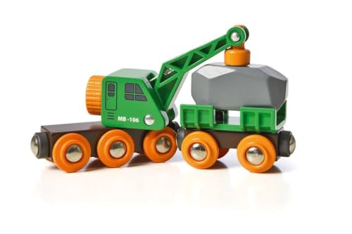 BRIO World 33698 - Clever Crane Wagon Set - 4 Piece Wooden Toy Train Set for Kids | Imaginative Play | Compatibility with Other Sets | FSC-Certified Wood - Image 4