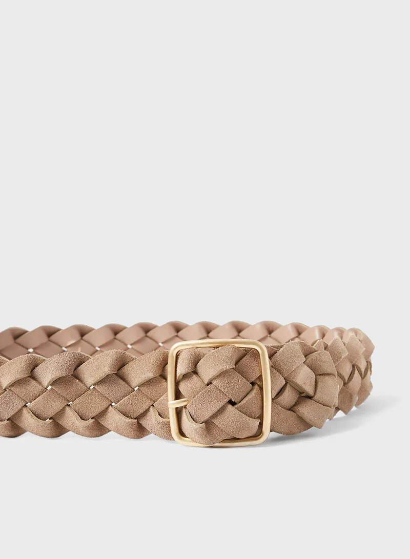 MANGO Braided Leather Belt