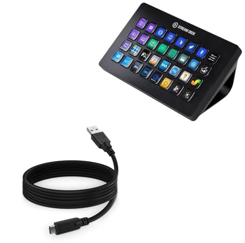 BoxWave كابل BoxWave متوافق مع Elgato Stream Deck XL - DirectSync - USB 3.0 A إلى USB 3.1 نوع C، كابل شحن ومزامنة USB C - 6 أقدام - أسود - Image 1