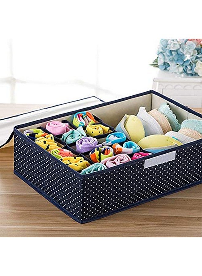 Styleys Styleys 16+1 Multi Compartment Foldable Storage Box / Closet Organizer / Drawer Organizer, Undergarments Storage for Socks, Bra, Panty, Tie, Scarf, etc. (Navy Blue Polka S1016A, Fabric)  - Image 2