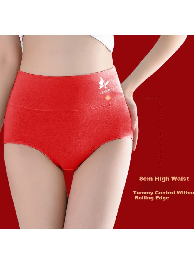 Deanfun Women's Underwear, Zodiac Year Red Wedding Celebration Lucky High-waist Triangle Panties For Women, 4-pack Gift Box Set, L - Image 1